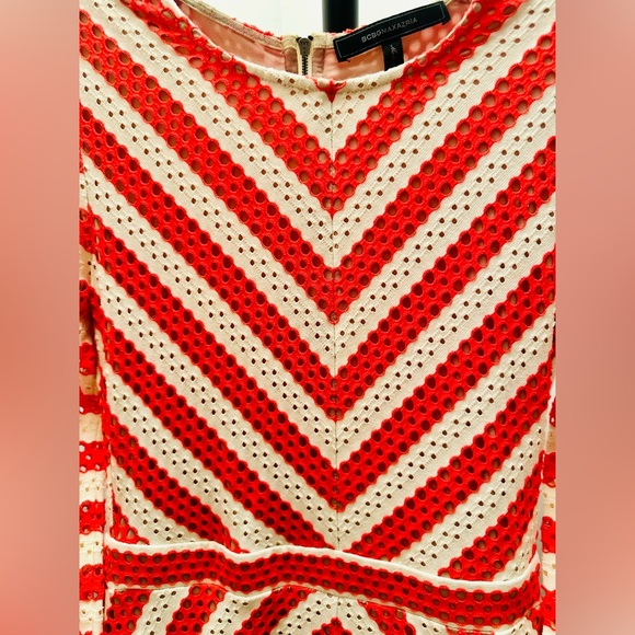 BCBGMAXAZRIA Kristina Poppy Striped Lace A-Line Zip-Back Dress, XS in EUC - Picture 5 of 10